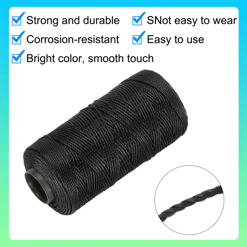 Nylon String 3 Strands Twisted Mason Line 1.5mm x 218 Yards, Black