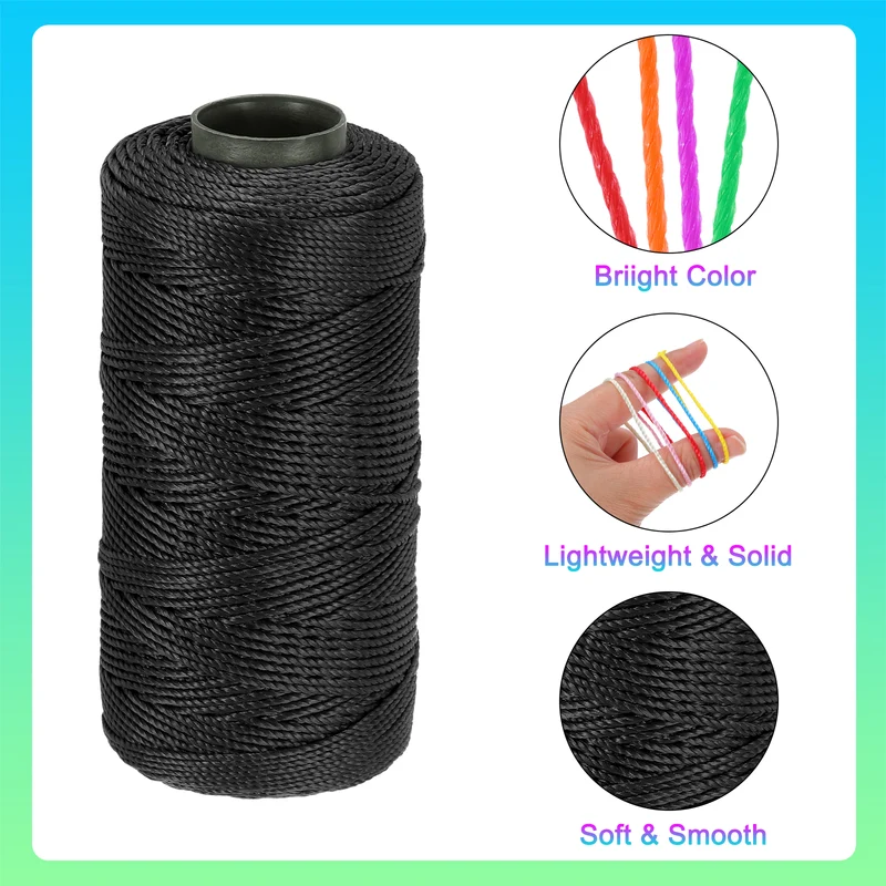 Nylon String 3 Strands Twisted Mason Line 1.5mm x 218 Yards, Black