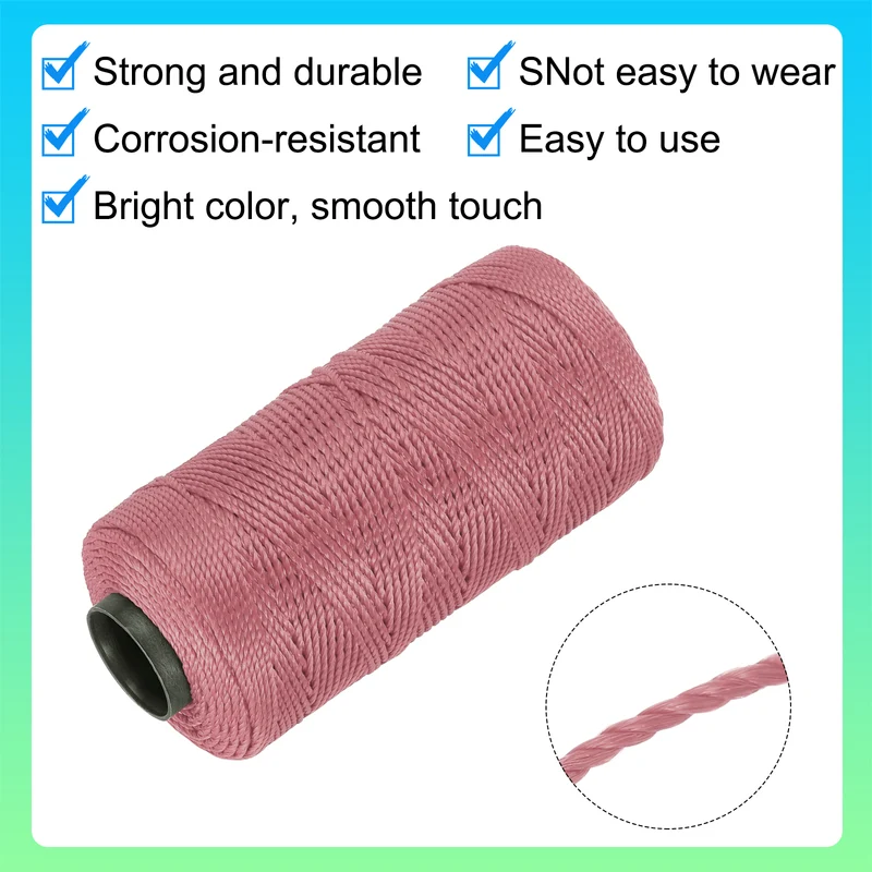 Nylon String 3 Strands Twisted Mason Line 1.5mm x 218 Yards, Dark Pink