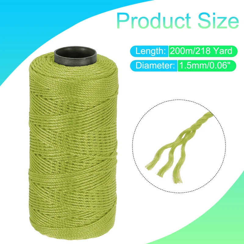 Nylon String 3 Strands Twisted Mason Line 1.5mm x 218 Yards, Army Green