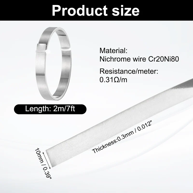 7ft Nichrome Flat Wire Ni80 Electric Resistance Wire 0.012"x0.39", for DIY
