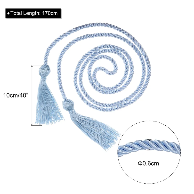 67" Graduation Honor Cord with Tassel Braided Graduation Ropes, Sky Blue