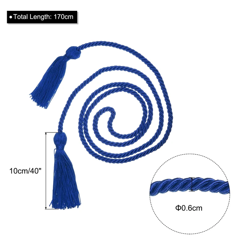 67" Graduation Honor Cord with Tassel Braided Graduation Ropes, Blue