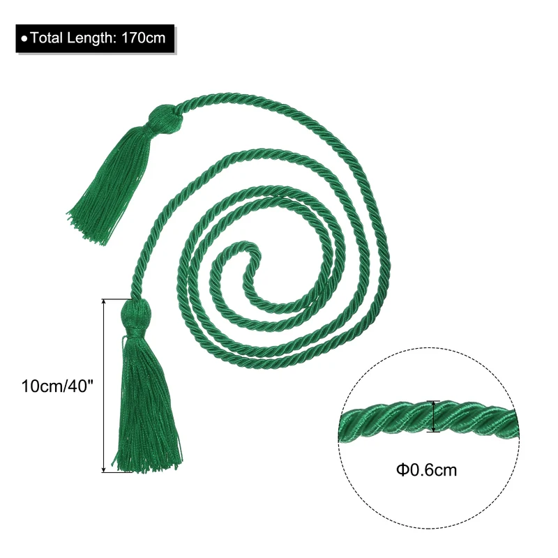 67" Graduation Honor Cord with Tassel Braided Graduation Ropes, Green