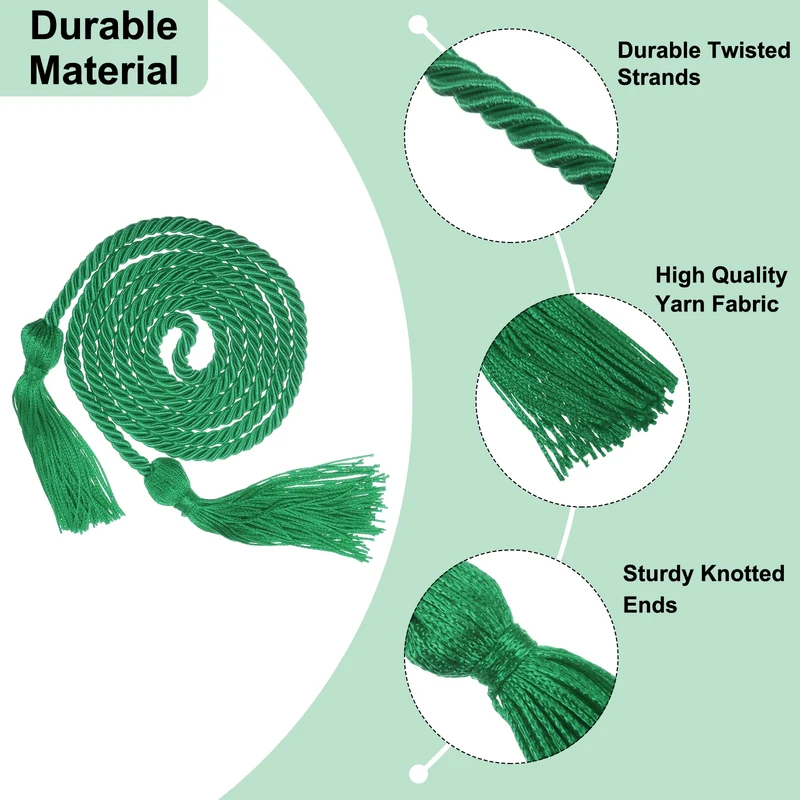 67" Graduation Honor Cord with Tassel Braided Graduation Ropes, Green