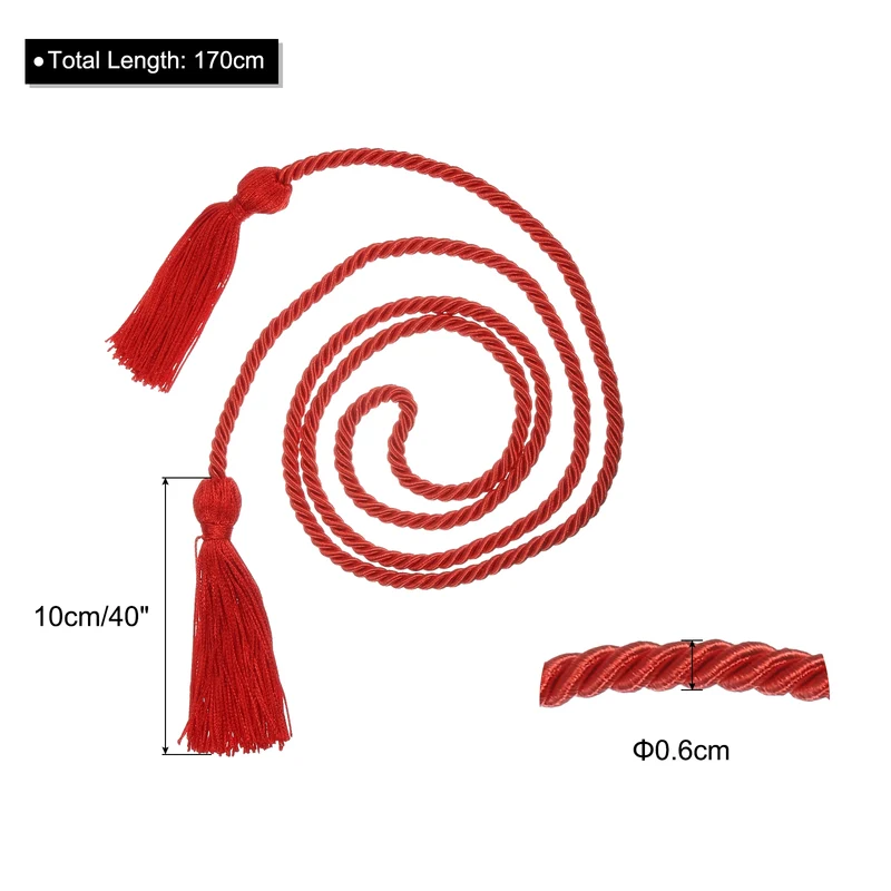 67" Graduation Honor Cord with Tassel Braided Graduation Ropes, Red