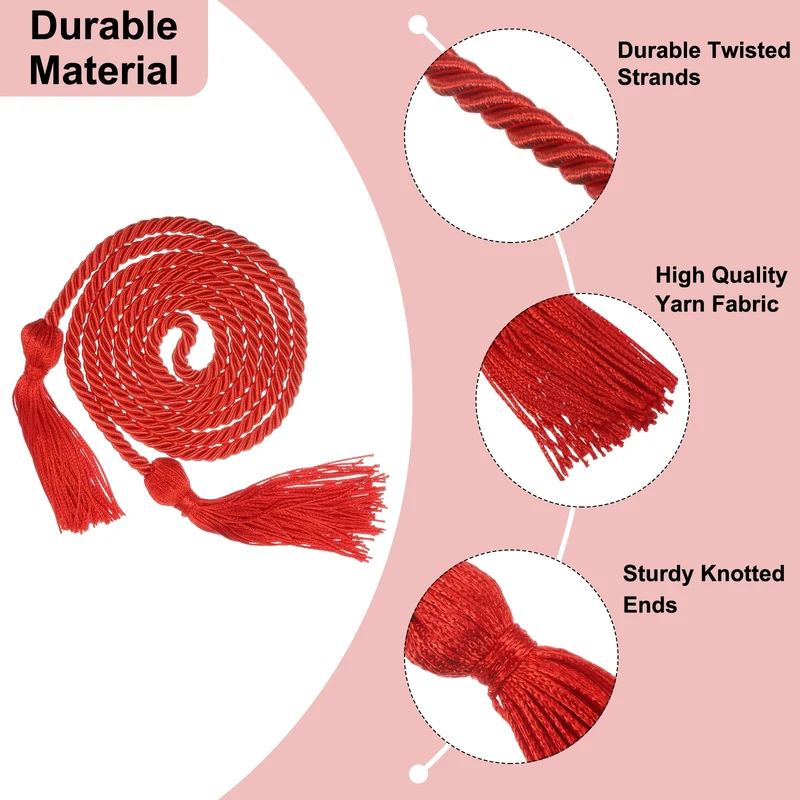 67" Graduation Honor Cord with Tassel Braided Graduation Ropes, Red