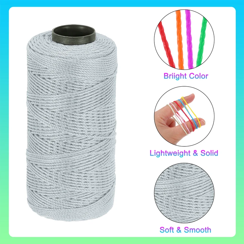 Nylon String 3 Strands Twisted Mason Line 1.5mm x 218 Yards, Light Grey