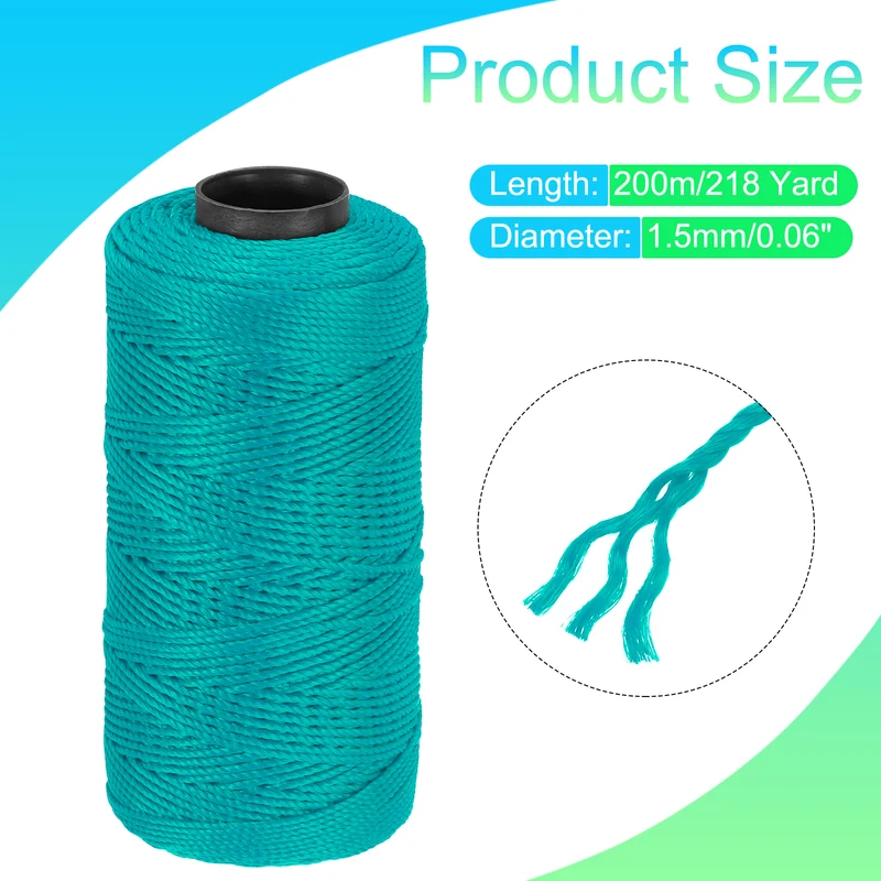 Nylon String 3 Strands Twisted Mason Line 1.5mm x 218 Yards, Green