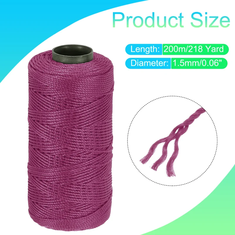 Nylon String 3 Strands Twisted Mason Line 1.5mm x 218 Yards, Dark Red