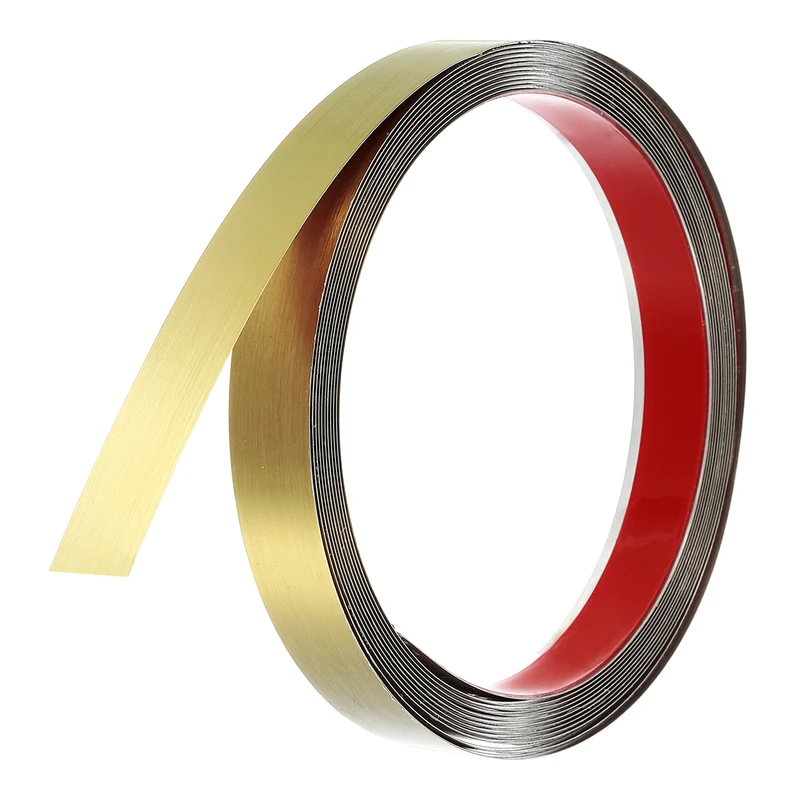 16.4ft x 0.79" Wall Molding Trim, Brushed Finish Metal Strip Trim, Gold