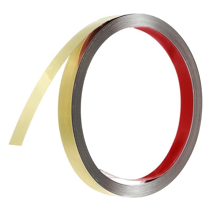 16.4ft x 0.59" Wall Molding Trim, Mirror Finish Metal Strip Trim, Gold
