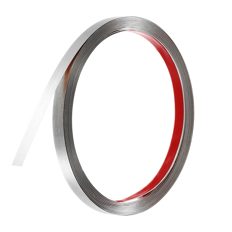 16.4ft x 0.39" Wall Molding Trim, Brushed Finish Metal Strip Trim, Silver