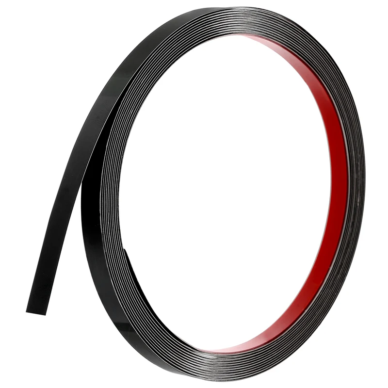16.4ft x 0.39" Wall Molding Trim, Mirror Finish Metal Strip Trim, Black