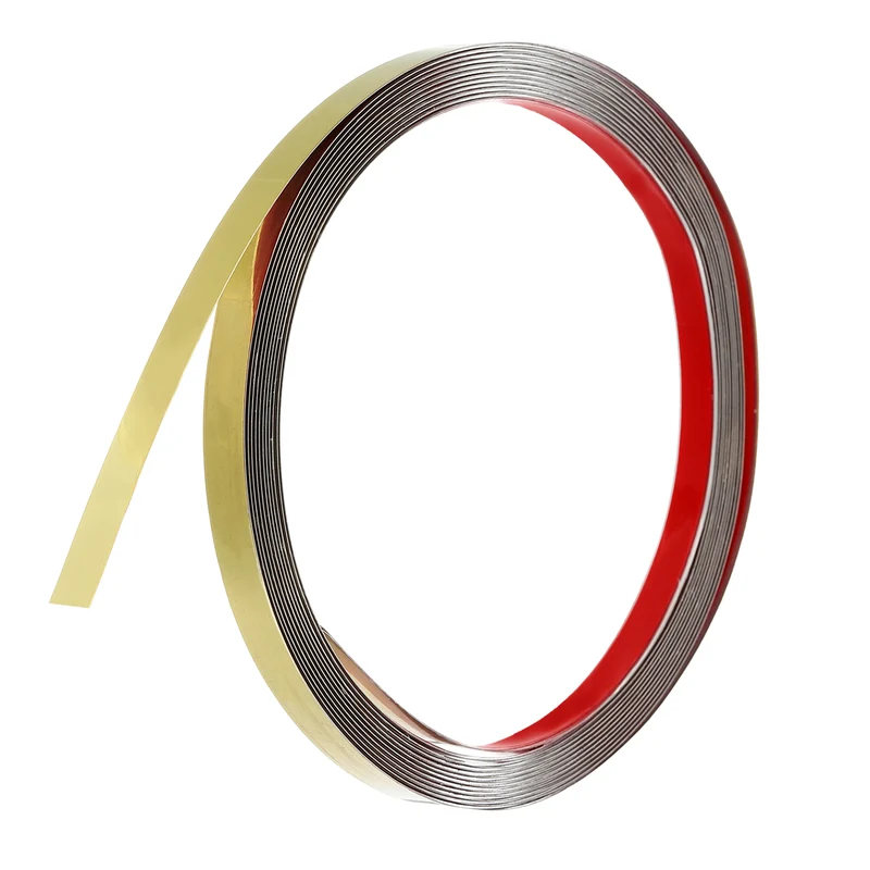 16.4ft x 0.39" Wall Molding Trim, Mirror Finish Metal Strip Trim, Gold