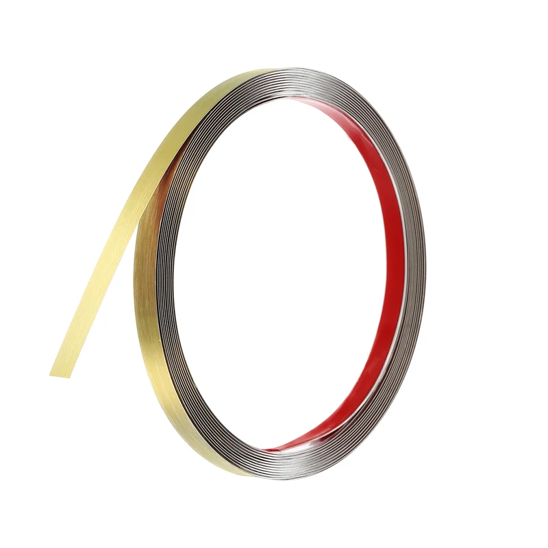 16.4ft x 0.39" Stainless Steel Mirror Finish Metal Strip Trim, Gold