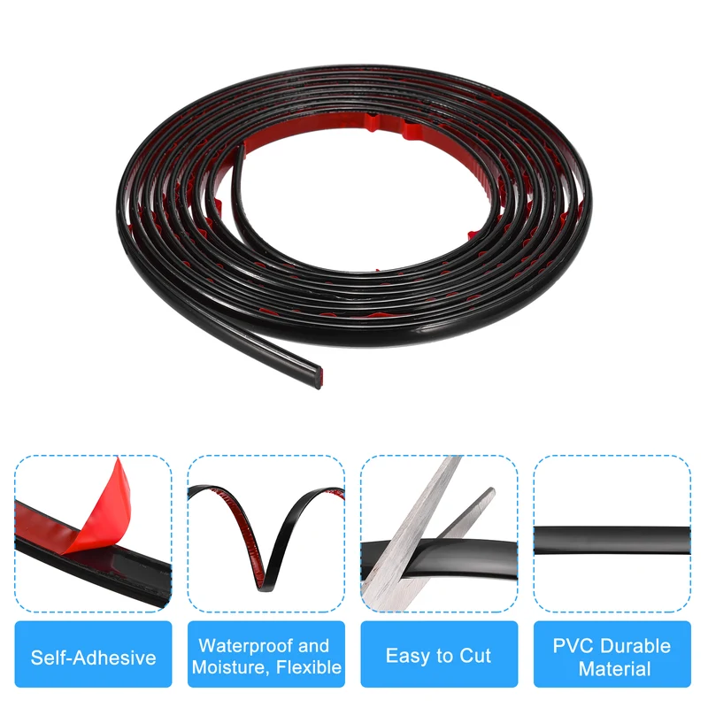 8Ft x 0.39Inch Flexible Molding Trim Self Adhesive (Bright Black)