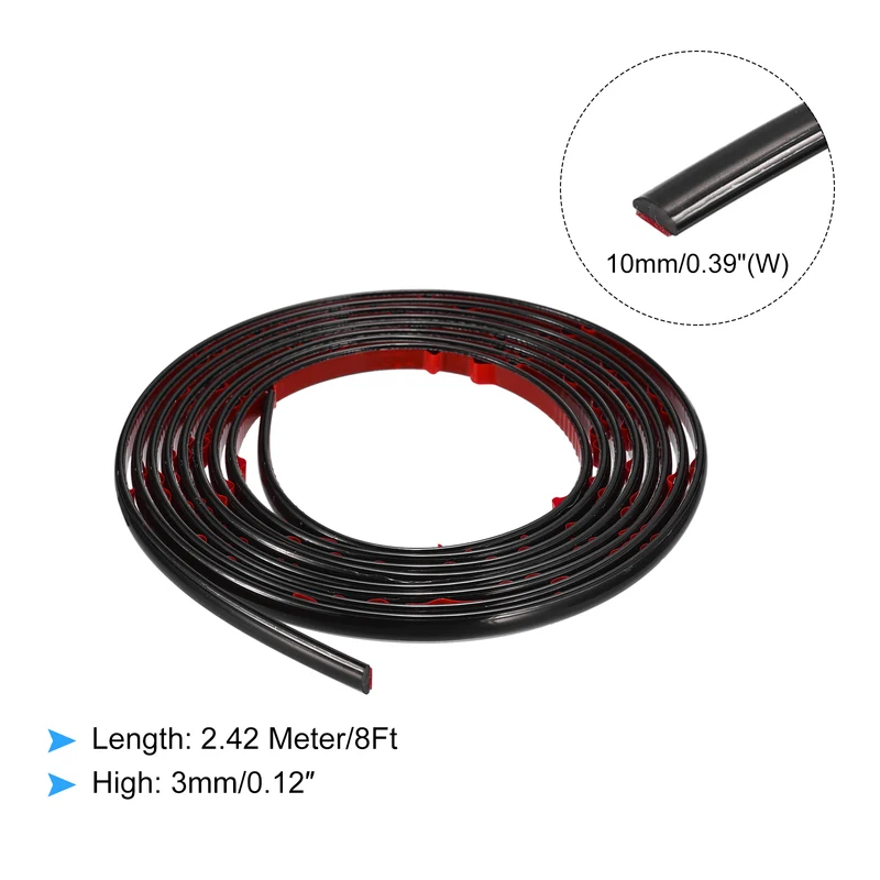 8Ft x 0.39Inch Flexible Molding Trim Self Adhesive (Bright Black)