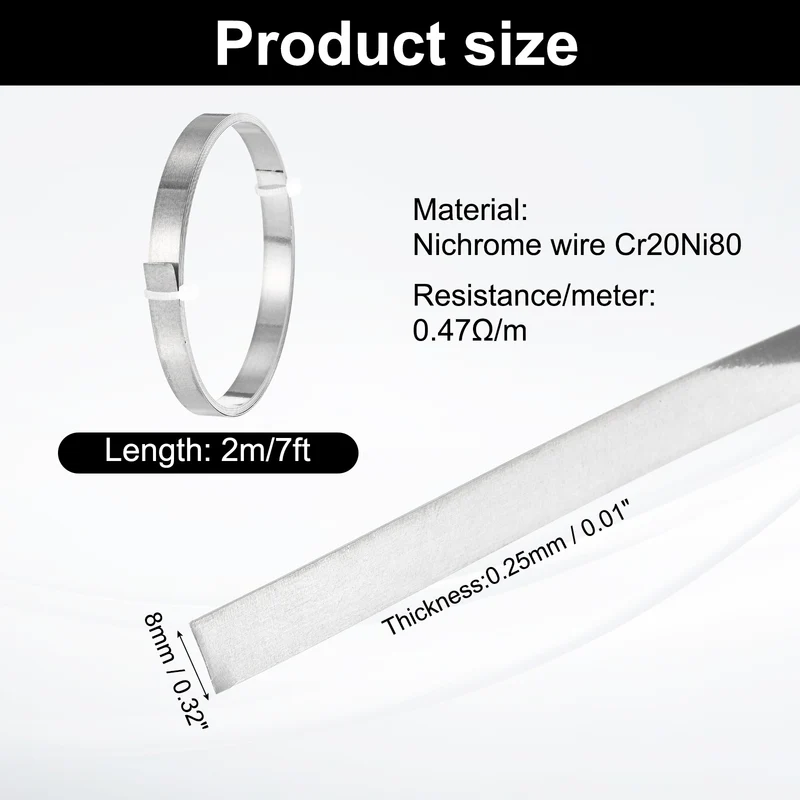 7ft Nichrome Flat Wire Ni80 Electric Resistance Wire 0.010"x0.32", for DIY