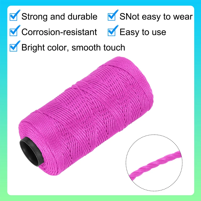 Nylon String 3 Strands Twisted Mason Line 1.5mm x 218 Yards, Rose Red