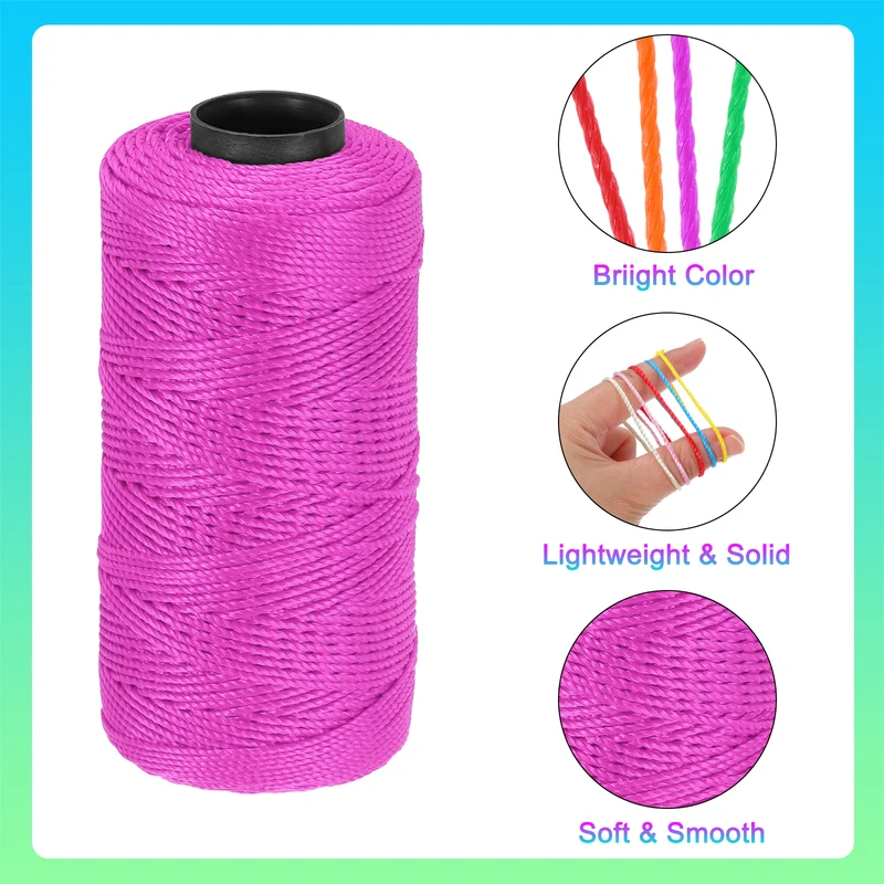 Nylon String 3 Strands Twisted Mason Line 1.5mm x 218 Yards, Rose Red
