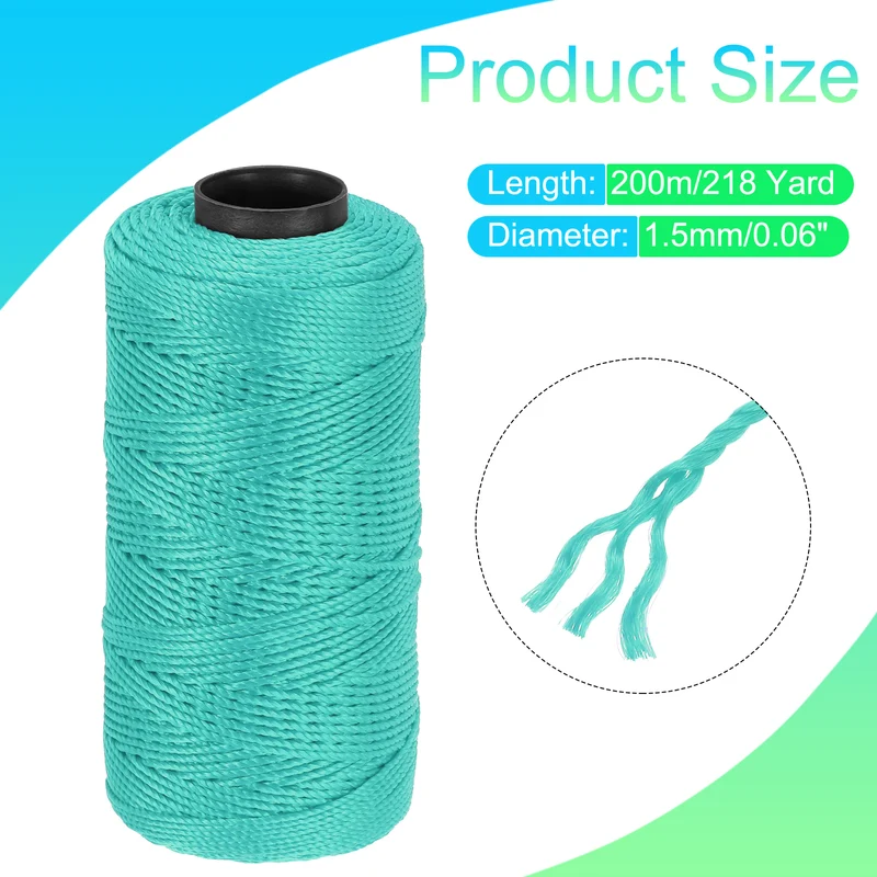 Nylon String 3 Strands Twisted Mason Line 1.5mm x 218 Yards, Deep Teal