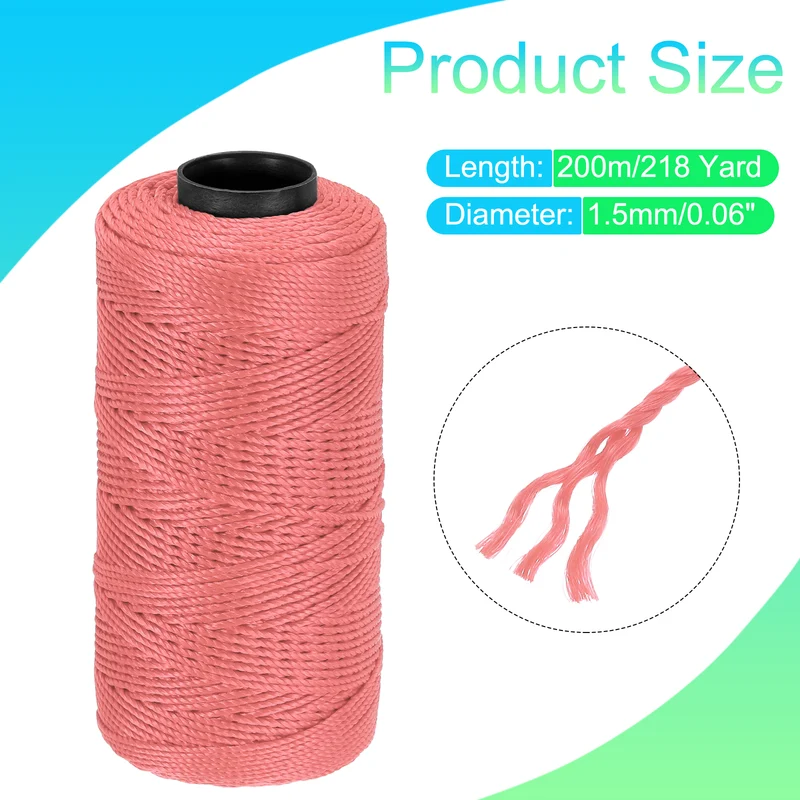 Nylon String 3 Strands Twisted Mason Line 1.5mm x 218 Yards, Dusty Pink