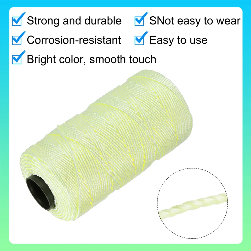 Nylon String 3 Strands Twisted Mason Line 1.5mm x 218 Yards, Light Yellow
