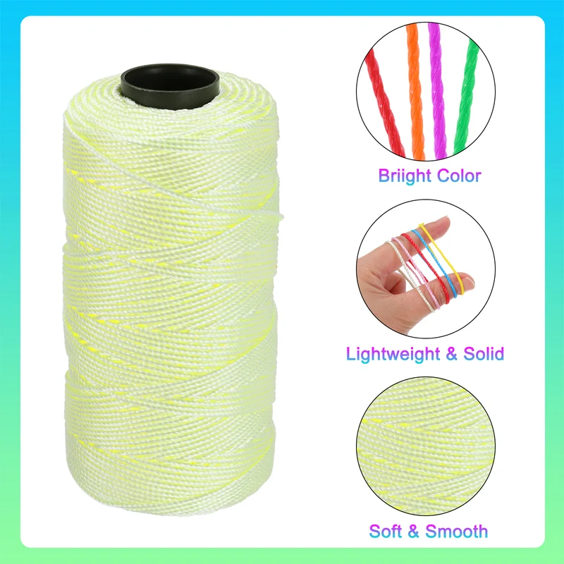 Nylon String 3 Strands Twisted Mason Line 1.5mm x 218 Yards, Light Yellow