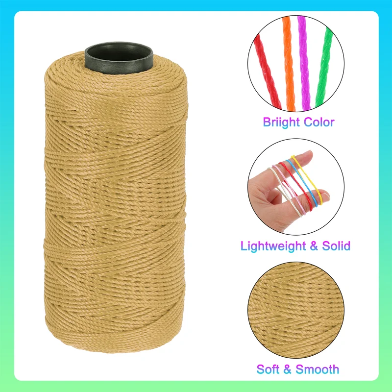Nylon String 3 Strands Twisted Mason Line 1.5mm x 218 Yards, Khaki