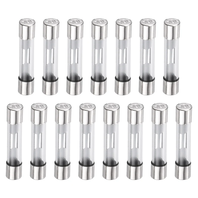 15Pcs 10A 32VDC Glass Fuse 6x32mm Slow Blow Time Delay Automotive Fuse
