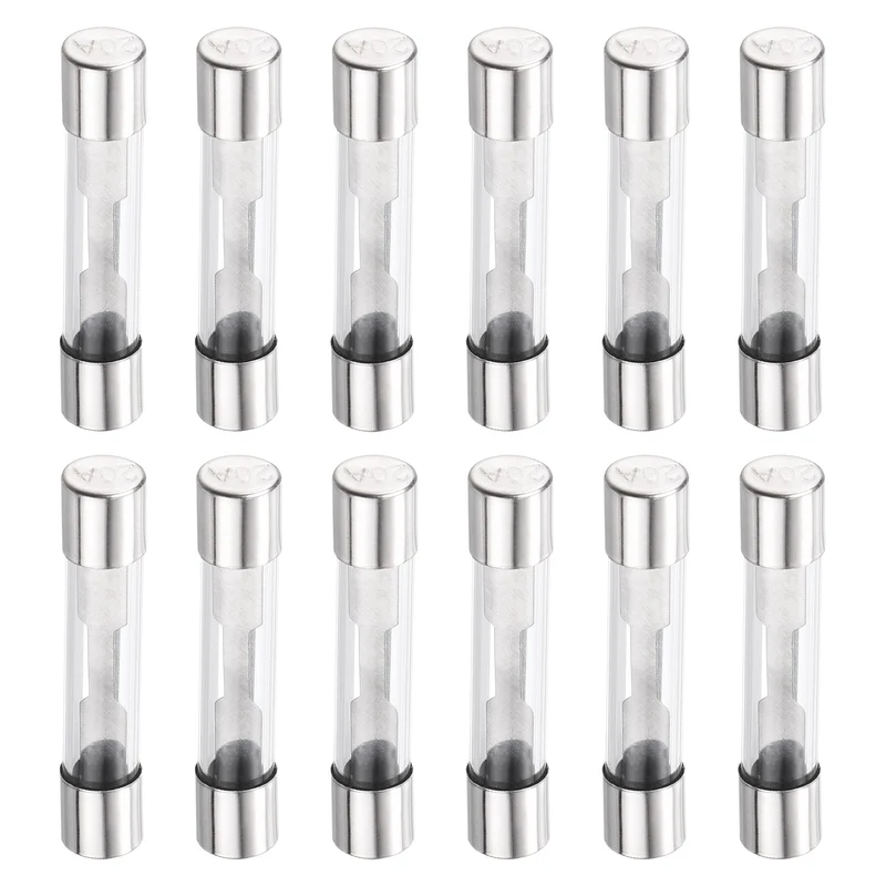 12Pcs 20A 32VDC Glass Fuse 6x32mm Slow Blow Time Delay Automotive Fuse