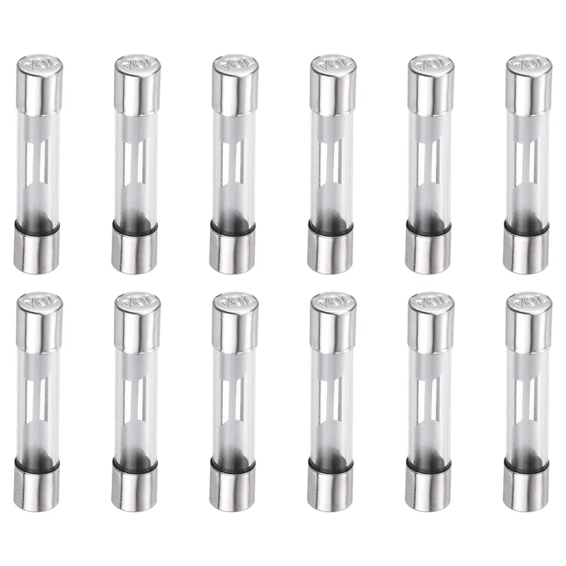 12Pcs 10A 32VDC Glass Fuse 6x32mm Slow Blow Time Delay Automotive Fuse