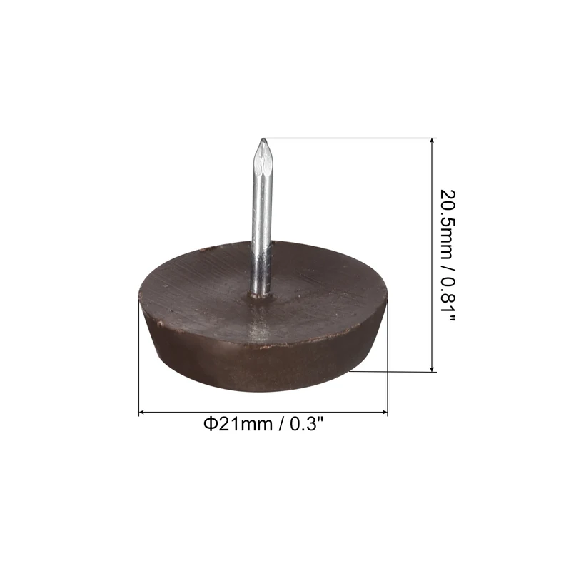 50Pcs Nail-On Furniture Glides 21mm Dia Chair Leg Floor Protectors Brown