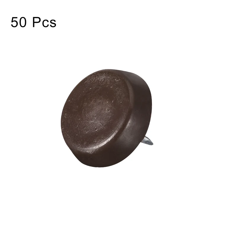 50Pcs Nail-On Furniture Glides 21mm Dia Chair Leg Floor Protectors Brown
