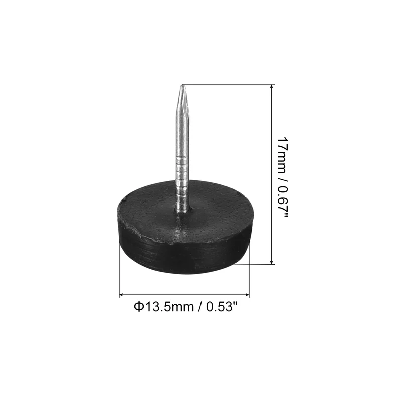50 Pcs Nail-On Furniture Glides 13.5mm Dia Table Chair Sofa Leg Floor Protectors