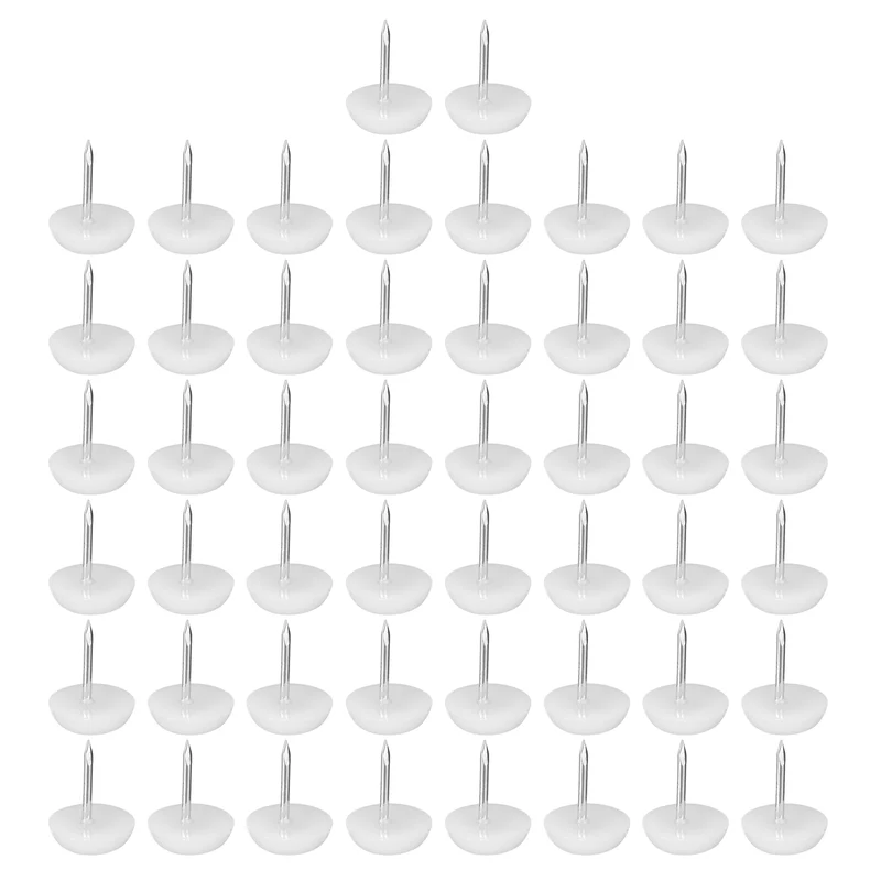 Nail-On Furniture Glides 50Pcs 13mm Dia Chair Leg Floor Protectors, White