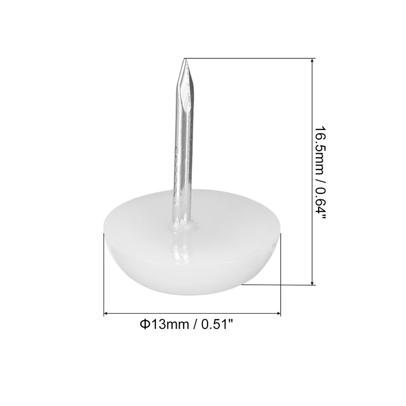 Nail-On Furniture Glides 50Pcs 13mm Dia Chair Leg Floor Protectors, White