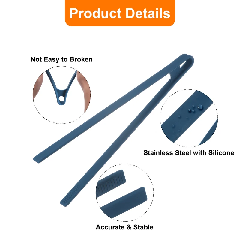 Long Aquarium Tweezers 11.42" Stainless Steel & Silicone Aquarium Tools, Blue