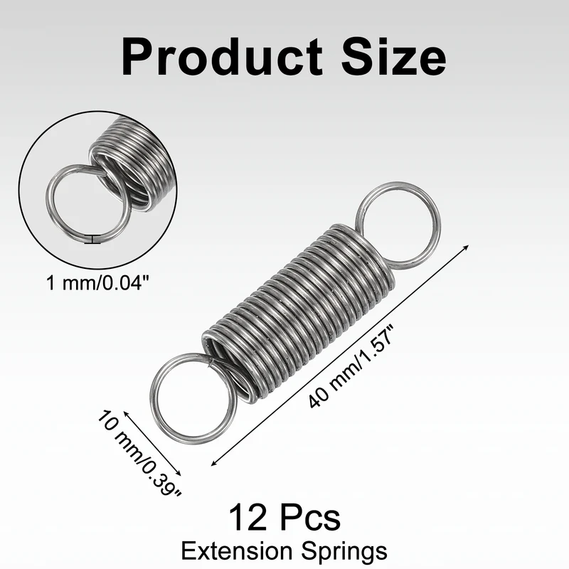 12pcs Extension Springs,0.04"x0.39"x1.57" 304 Stainless Steel Spring