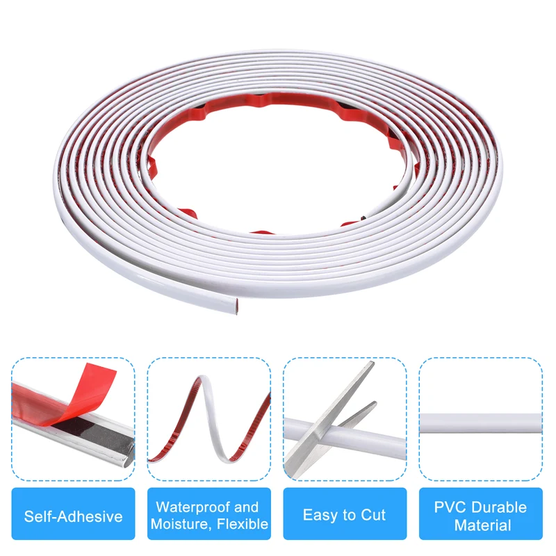 16.4Ft x 0.31Inch Flexible Molding Trim Self Adhesive (Bright White)