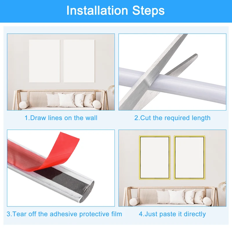 16.4Ft x 0.31Inch Flexible Molding Trim Self Adhesive (Bright White)