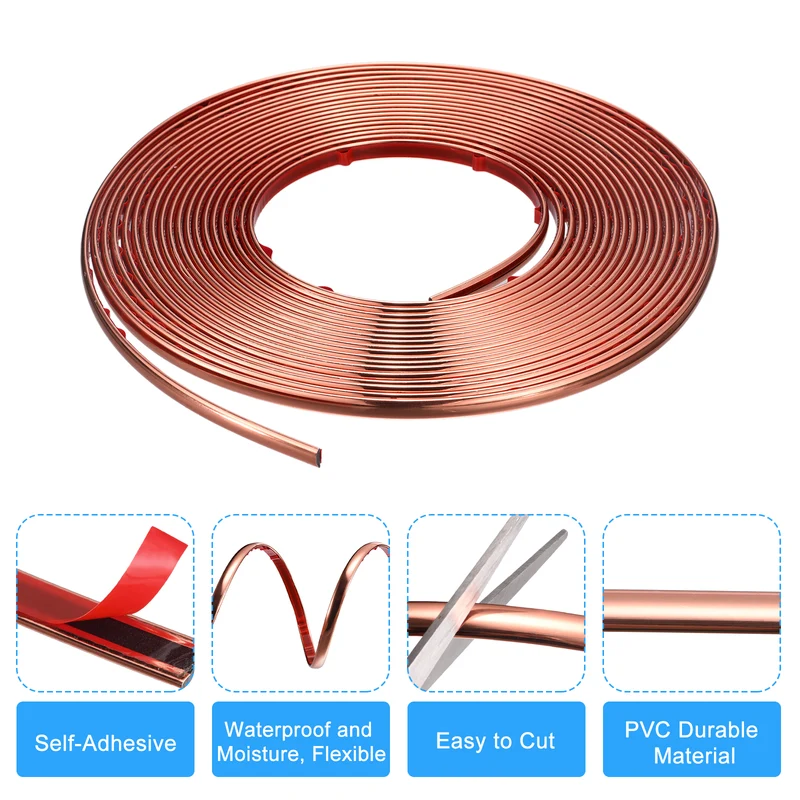 33Ft x 0.31Inch Flexible Molding Trim Self Adhesive (Rose Gold)