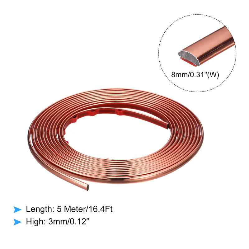 16.4Ft x 0.31 Inch Flexible Molding Trim Self Adhesive Rose Gold