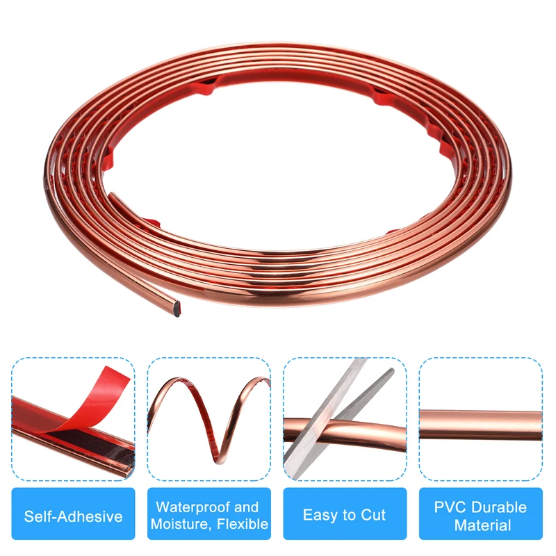 10Ft x 0.31Inch Flexible Molding Trim Self Adhesive (Rose Gold)