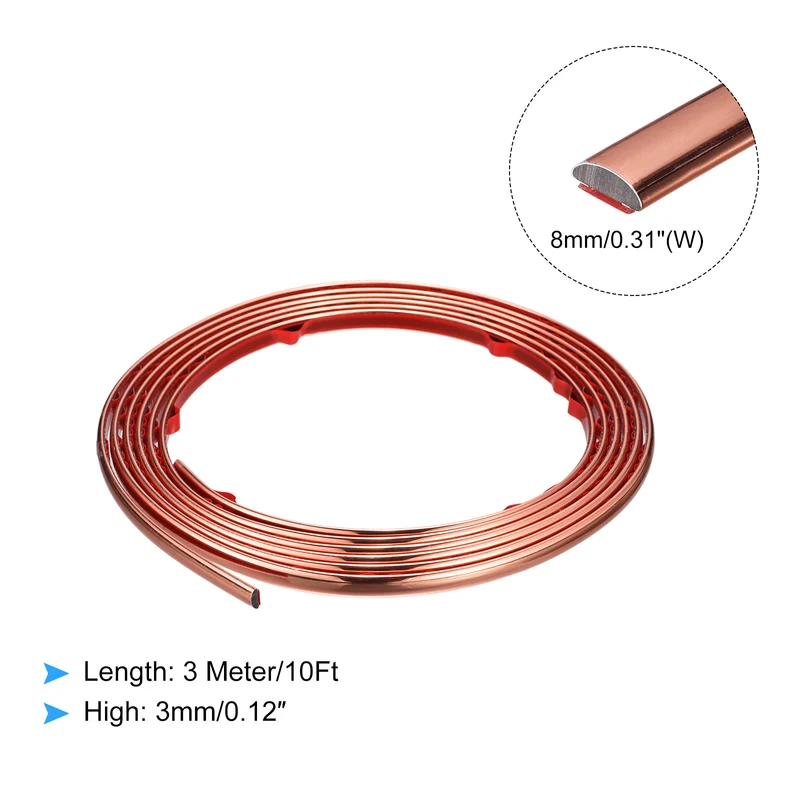 10Ft x 0.31Inch Flexible Molding Trim Self Adhesive (Rose Gold)