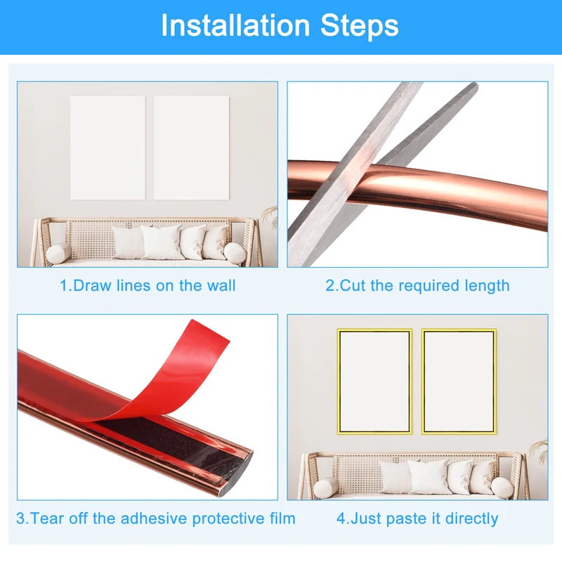 10Ft x 0.31Inch Flexible Molding Trim Self Adhesive (Rose Gold)