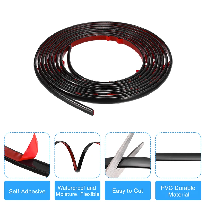 33Ft x 0.31Inch Flexible Molding Trim Self Adhesive (Bright Black)