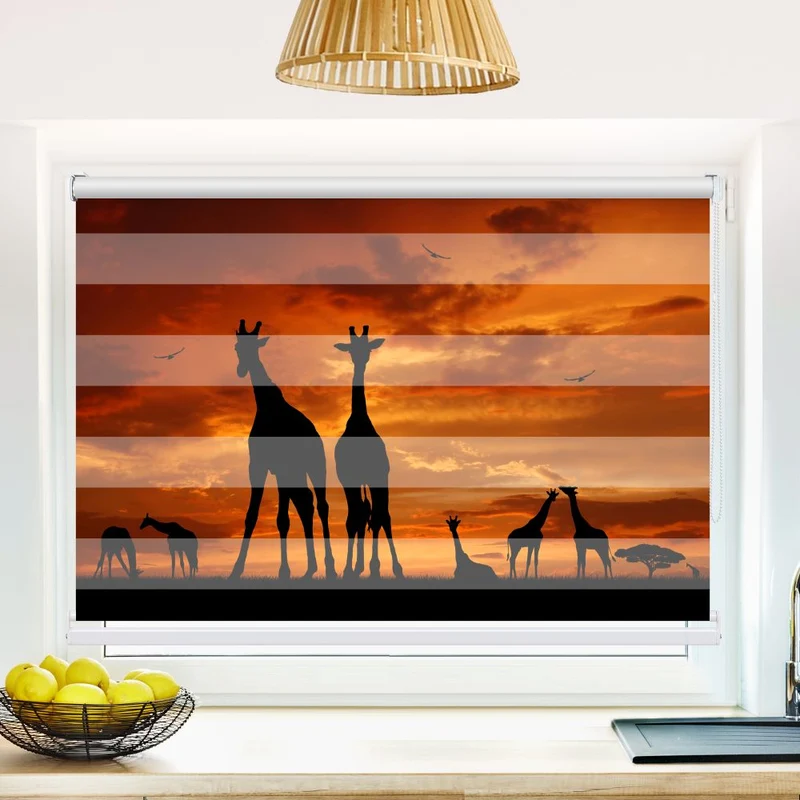 Klemmfix Doppelrollo 'Giraffen Afrika' | Klemm Doppelrollo