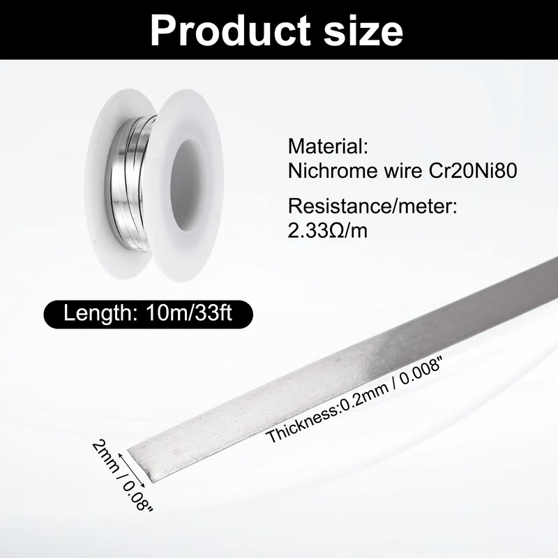 33ft Nichrome Flat Wire Ni80 Electric Resistance Wire 0.008"x0.08", for DIY